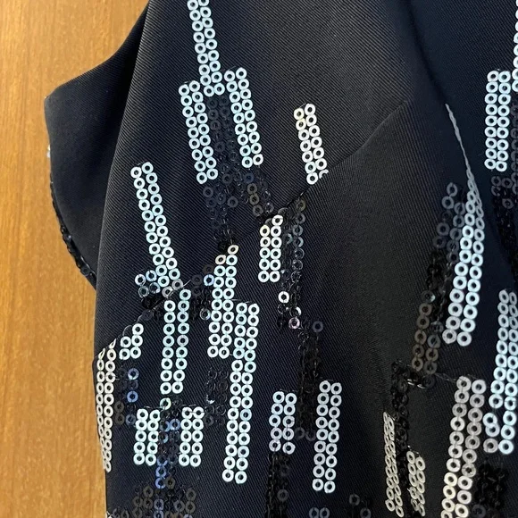 Vince Camuto silver on black subtle sequin sleeveless cocktail dress shift - Picture 4 of 9